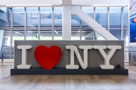 Photo for I Love NY heart sign at LaGuardia Airport in New York, United States - Royalty Free Image