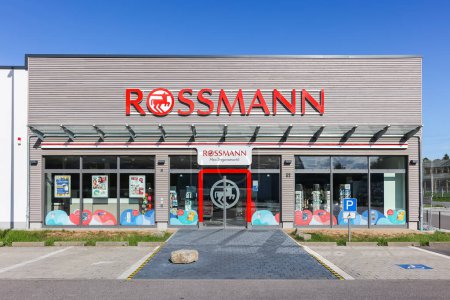 Photo for Stuttgart, Germany - July 30, 2023: Rossmann drugstore branch supermarket shop in Stuttgart, Germany. - Royalty Free Image