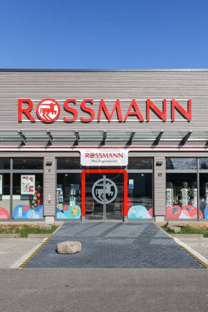 Photo for Stuttgart, Germany - July 30, 2023: Rossmann drugstore branch supermarket shop in Stuttgart, Germany. - Royalty Free Image