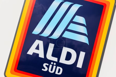 Photo for Stuttgart, Germany - July 30, 2023: Aldi logo sign on a supermarket branch discount shop discounter store in Stuttgart, Germany. - Royalty Free Image