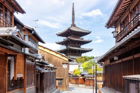 Photo for Historical old town of Kyoto with Yasaka Pagoda and Hokan-ji Temple ancient in Japan - Royalty Free Image