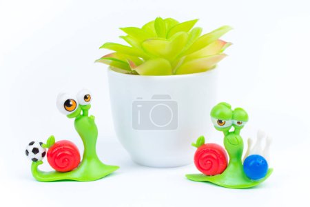 Photo for Set of toy snails on a white background - Royalty Free Image
