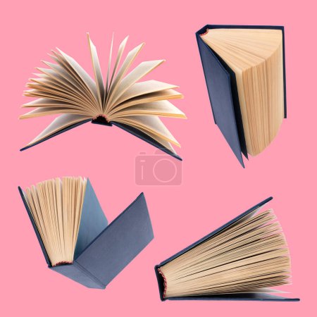 Foto de Colección de varios libros aislados sobre fondo rosa. cada uno se dispara por separado - Imagen libre de derechos