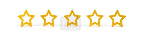 Foto de Oro, forma de cinco estrellas grises sobre un fondo blanco. La mejor calificación de servicios empresariales excelente concepto de experiencia del cliente - Imagen libre de derechos