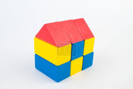 Photo for House from blocks of children's constructor on a white background. For the development of the child. - Royalty Free Image