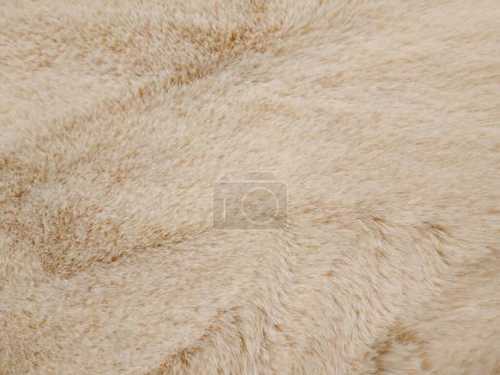 Foto de Ropa de cama, alfombra con una esponjosa piel a cuadros. Copiar espacio. Piso tendido, vista superior - Imagen libre de derechos