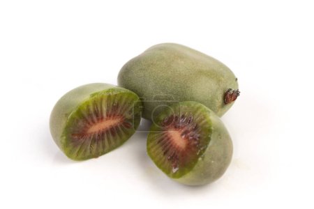 Photo for Mini kiwi baby fruit (actinidia arguta) on white background - Royalty Free Image
