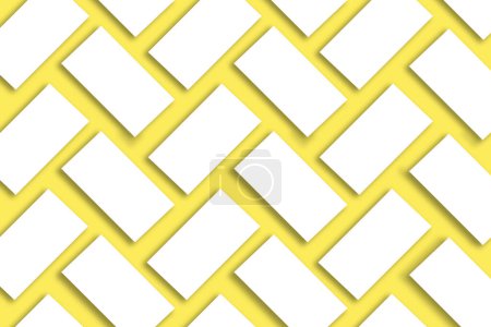Photo for Mockup of stacks of white business cards arranged in rows on a yellow textured paper background - Royalty Free Image