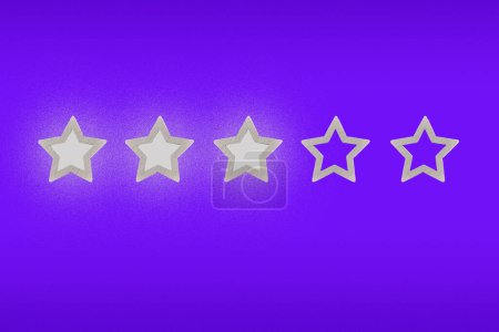 Photo for Gray, silver five star shape on a purple background. The best excellent business services rating customer experience concept. - Royalty Free Image