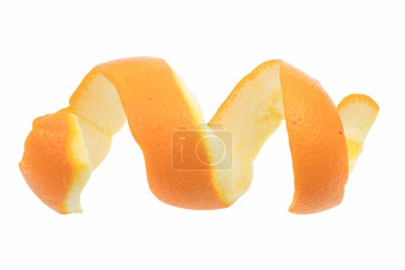 Photo for Single orange peel on a white background. Vitamin C, beauty health skin concept - Royalty Free Image