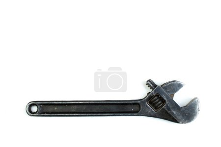 Photo for Adjustable wrench isolated on white. Top view - Royalty Free Image