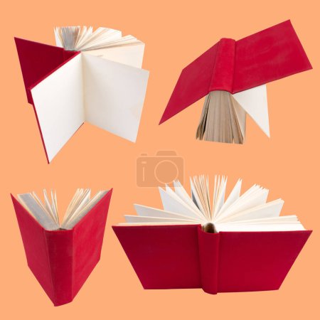Photo for Collection of various books isolated on orange background. each one is shot separately - Royalty Free Image
