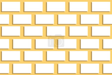 Foto de Burla de montones horizontales de tarjetas de visita blancas dispuestas en filas sobre un fondo de papel texturizado beige - Imagen libre de derechos