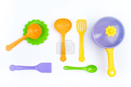 Photo for Children's toy dishes, isolated on a white background - Royalty Free Image