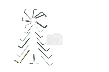 Photo for Hex key on white background. Tools. Top view - Royalty Free Image