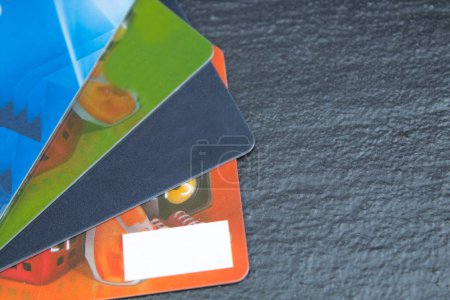Photo for Bank cards isolated on a Black background - Royalty Free Image