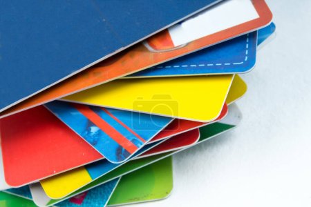 Photo for Stack of bank cards on a white background - Royalty Free Image