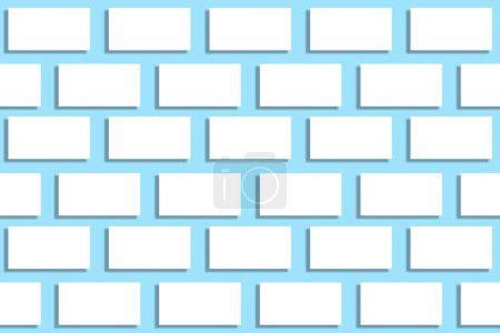 Foto de Burla de montones horizontales de tarjetas de visita blancas dispuestas en filas sobre un fondo de papel texturizado azul - Imagen libre de derechos
