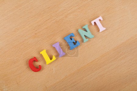 Photo for Word on wooden background composed from colorful abc alphabet block wooden letters, copy space for ad text. Learning english concept - Royalty Free Image