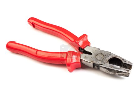 Photo for Pliers red and black color on white background. Top view - Royalty Free Image