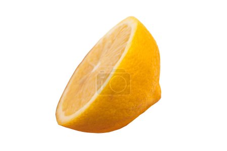 Photo for Lemon ripe slice isolated on white. Top view - Royalty Free Image