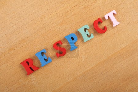 Photo for RESPECT word on wooden background composed from colorful abc alphabet block wooden letters, copy space for ad text. Learning english concept - Royalty Free Image