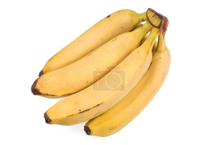 Foto de Manojo de plátanos aislados sobre fondo blanco con camino de recorte y profundidad total de campo - Imagen libre de derechos