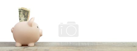 Photo for Piggy bank isolated on white background. Copy Space. panorama, banner - Royalty Free Image