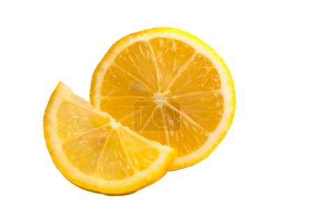 Photo for Slices of lemon citrus fruit isolated on white background - Royalty Free Image