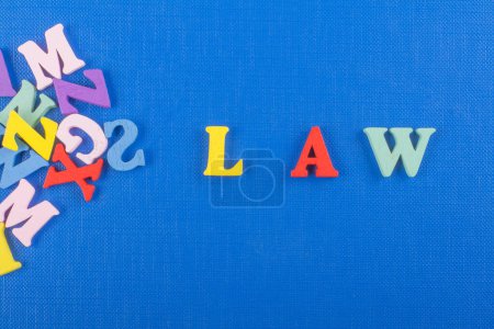 Photo for Word on blue background composed from colorful abc alphabet block wooden letters, copy space for ad text. Learning english concept - Royalty Free Image