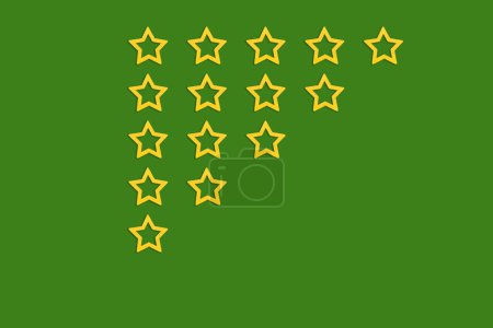 Photo for Gold, gray five stars shape on a green background. Rating stars with tick. Feedback evaluation. Rank quality. Check boxes - Royalty Free Image