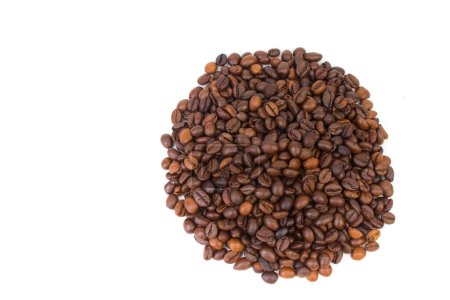 Photo for Pile of coffee beans on a white background. Top view - Royalty Free Image