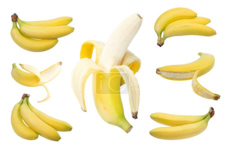 Téléchargez les photos : Ensemble de bananes isolées sur fond blanc - en image libre de droit