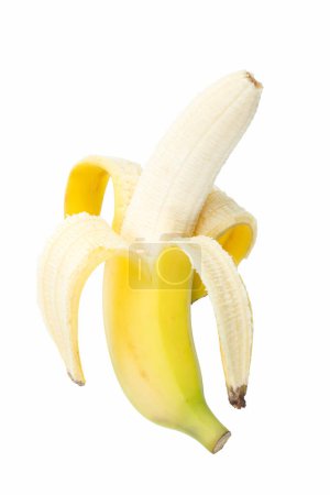Photo for Yellow, ripe, peeled banana isolated on white background - Royalty Free Image