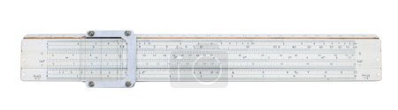 Photo for Logarithmic ruler isolated on white background. Stationery for engineers and students - Royalty Free Image