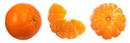 Téléchargez les photos : Mandarine fraîche et juteuse, mandarine isolée sur fond blanc. panorama, bannière - en image libre de droit
