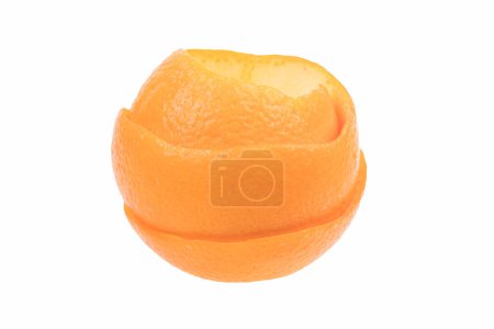 Single orange peel on a white background. Vitamin C, beauty health skin concept