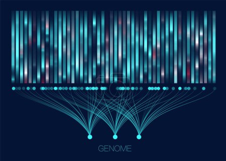 Test génomique de l'ADN, carte génomique. Visualisation Big Data. Représentation infographique abstraite. Concept graphique pour votre design
