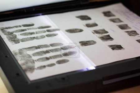 Photo for Scanning fingerprints and palms on the scanner. - Royalty Free Image