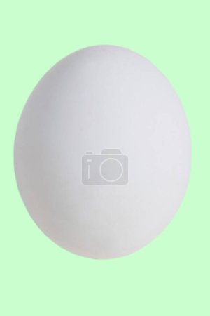 Foto de Huevo blanco aislado sobre fondo verde pastel. Feliz concepto de Pascua. - Imagen libre de derechos