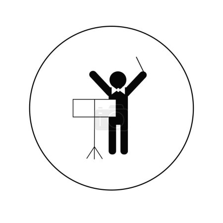 Illustration for Orchestra conductor with baton and music stand - Royalty Free Image