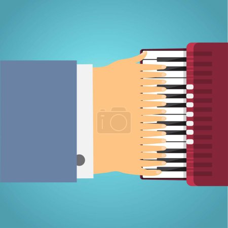 Illustration for Hand with sixteen fingers playing the accordion - Royalty Free Image