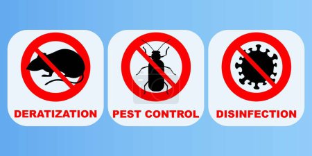 Illustration for Pest control, disinfection and deratization icons - Royalty Free Image