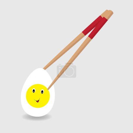 Cute egg character with chopsticks