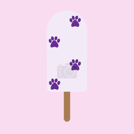 Téléchargez les illustrations : Popsicle avec des empreintes de pattes dessus, crème glacée pour animaux concept - en licence libre de droit