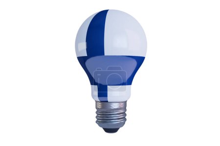 Une ampoule frappante avec des rayures bleues et blanches, incarnant des thèmes de clarté, de pureté et de pensée innovante dans son design.