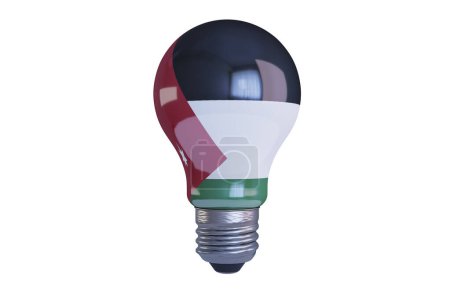 A symbolic lightbulb featuring the colors of the Palestinian flag, embodying aspirations for peace and enlightenment.