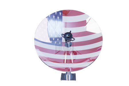 Satellite dish with the American flag design, bold and proud against a dark setting.
