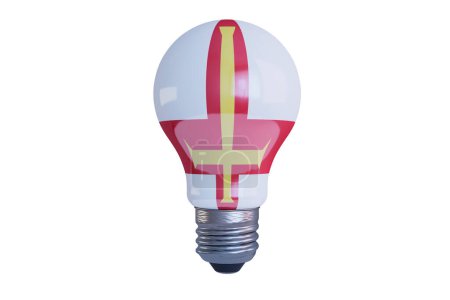 A striking LED bulb featuring Guernsey's cross flag, blending energy efficiency with cultural symbolism