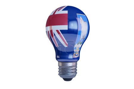 A LED bulb blending the Union Jack with the Cook Islands emblem, symbolizing a bright connection
